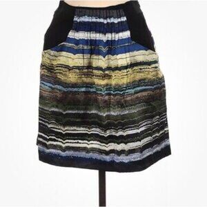 Anthropologie Hype Silk Wool Artsy Boho Abstract Printed Pleated Skirt 2